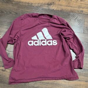 2X Womens Adidas Burgundy Long Sleeve Top with White Logo
